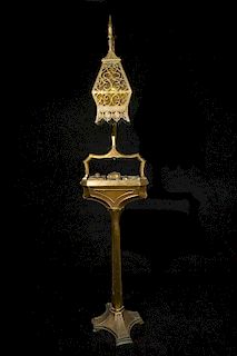 Bronze Moorish Smoke Stand With Lamp