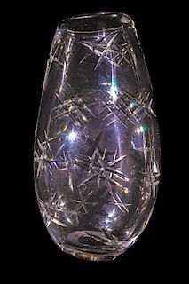 Kosta Cut Crystal Glass Vase 15"