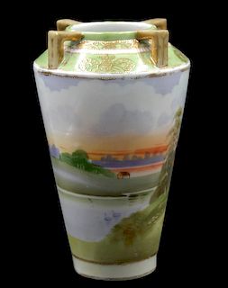 Hand Painted Nippon Scenic Vase