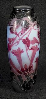 D'Argental Large Cameo Vase Signed On Side In Glass