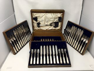 Mappin & Webb Sterling Fish Set In Box