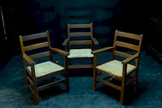 Three Mission Oak Chairs