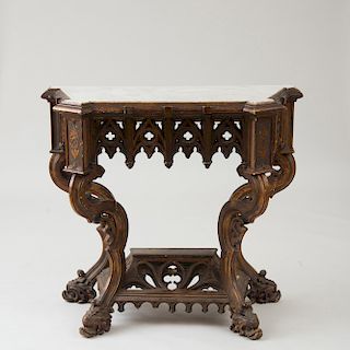 Continental Neogothic Giltwood Console Table