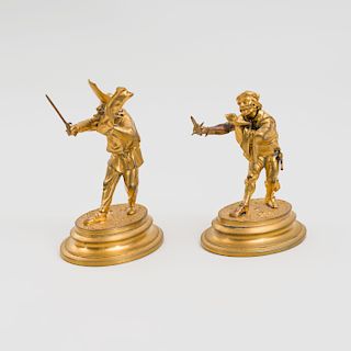 Two Italian Gilt-Metal Figures of Swordsmen