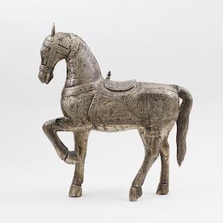 Silvered-Metal Figure of a Horse