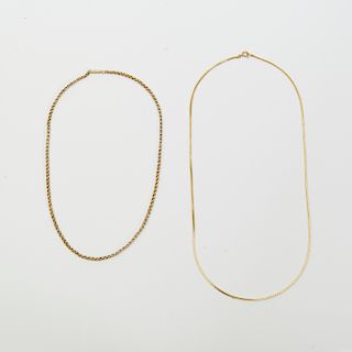 Two Low Karat Gold Link Necklaces 