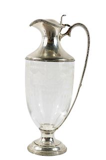 Cased English Silver and Glass Ewer