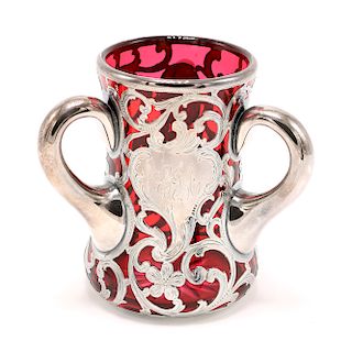Red 999 Silver Overlay Loving Cup