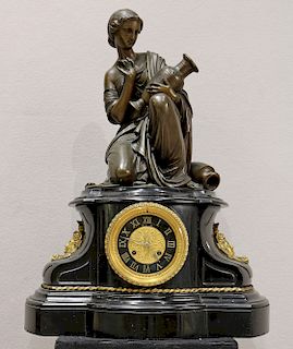 Francois Devaulx French Bronze /Black Marble Clock