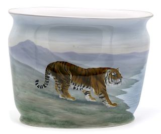 Porcelain Kaestner Vase Depicting Tiger