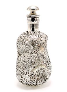 Sterling Silver Floral Overlay Decanter