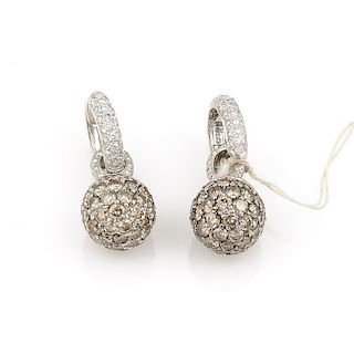 18Kt White Gold Diamond & Fancy Diamond Earrings