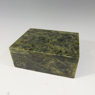 CHINESE ANTIQUE CARVED JADE BOX - QING DYNASTY