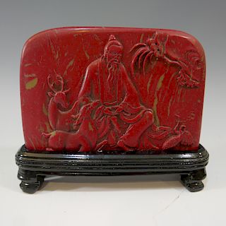CHINESE CARVED CHICKEN BLOOD STONE