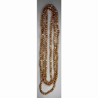 100 inch Strand of Gold Freshwater Pearl Necklace