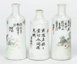 3 Fine Antique Chinese Snuff Bottles, with calligraphy