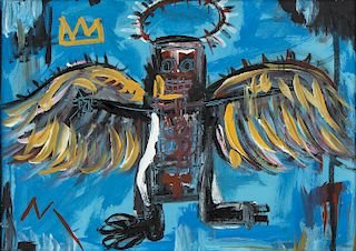 (Attr.) Basquiat "Angel" Painting on Board