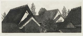 Ryohei Tanaka (Japanese, b. 1933) Engraving (Rooftops), 1971