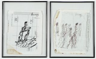 Purvis Young (1943-2010) 2 Ink Drawings