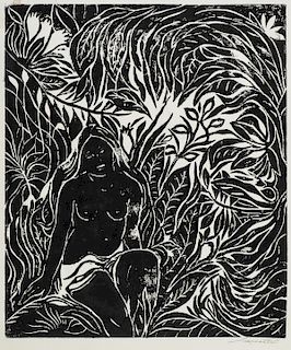 Paul Lancaster  (American/Tennessee, 20th c.) "Nude in the Forest"