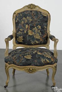 French painted and ormolu mounted fauteuil, late 19th c.