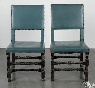 Pair of George I oak dining chairs, early 18th c.