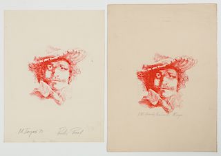 M. Jacques (20th c.) 2 "Rembrandt" Lithographs, 1973
