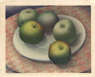 Luigi Rist - Forbidden Fruit - Original, Signed Color Woodcut