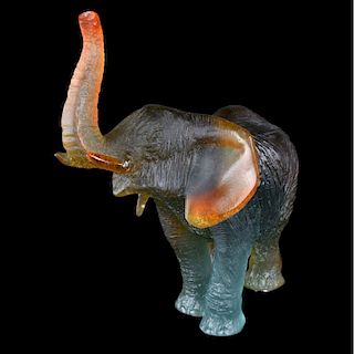 Daum Crystal Elephant Pate de Verre Figurine
