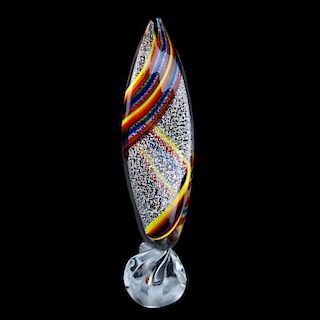 Large Murano Italian Art Glass Flame Sculpture