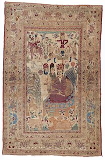 Lavar Kerman Pictorial Rug, Persia, Mid 19th C.