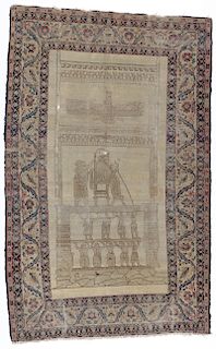 Lavar Kerman Persepolis Pictorial Rug, Mid 19th C