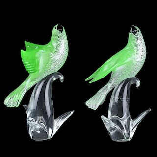 Pair of Formia for Murano Art Glass Birds