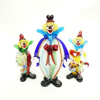 Mid Century Murano Art Glass Clown Figurines