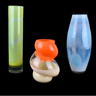 Grouping of Three (3) Vintage Art Glass Vases