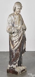 Large carved and painted figure of Jesus, 19th c., 50'' h.