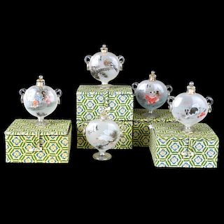 Five Chinese Reverse Painted Glass Snuff Bottles