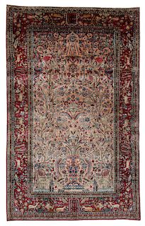 A Fine Silk Keshan Prayer Rug, Persia