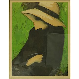 Contemporary Color Lithograph "Art Deco Lady"