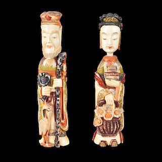 Pair of Japanese Ivory Figural Snuff Bottles
