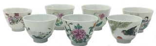 Seven Chinese Famille Rose Porcelain Wine Cups