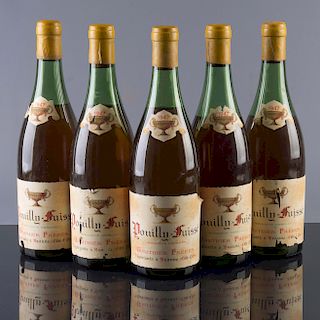 11 botellas de vino. Pouilly Fuissé. Cosecha 1947. Côte d' Or. Gauthier Frères. Niveles: en los hombros.