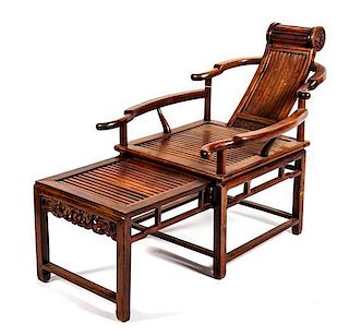 A Huanghuali Reclining Armchair Height 34 7/8 inches.