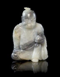 A Black and White Jade Figure Height 3 3/8 inches.
