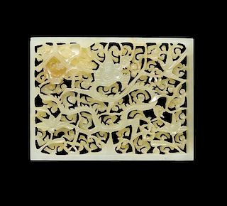 * A Carved Jade Plaque Width 2 1/2 inches.
