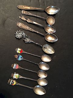 OLD 10 pieces of Silver Sterling Spoons, marked with some