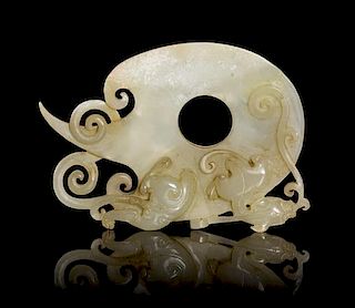 A Carved Jade Plaque Height 4 inches.