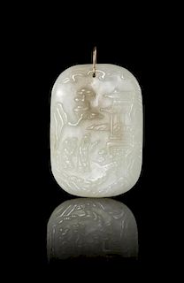 * A Carved Jade Plaque Height 2 1/2 inches.