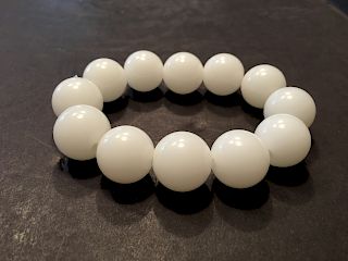 FINE Chinese Large White Jade Beads Bracelet
