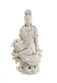 A Blanc-de-Chine Figure of Guanyin Height 12 3/8 inches.